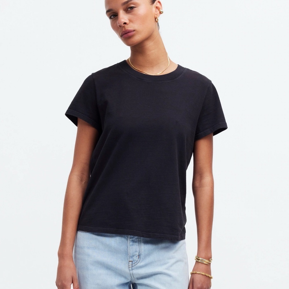 Madewell Premium Standard 01. The Shrunken Tee Black Charcoal Size XXS 2XS‎ NWT